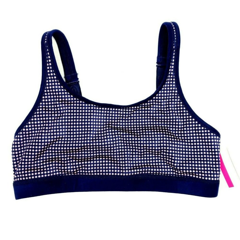 DKNY Reversible Polka Dot Sports Bra Blue New Pink